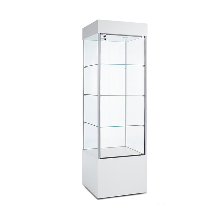 Tower Display Case TW310, 23"W, LED Lights, Wheels, Mirror Back