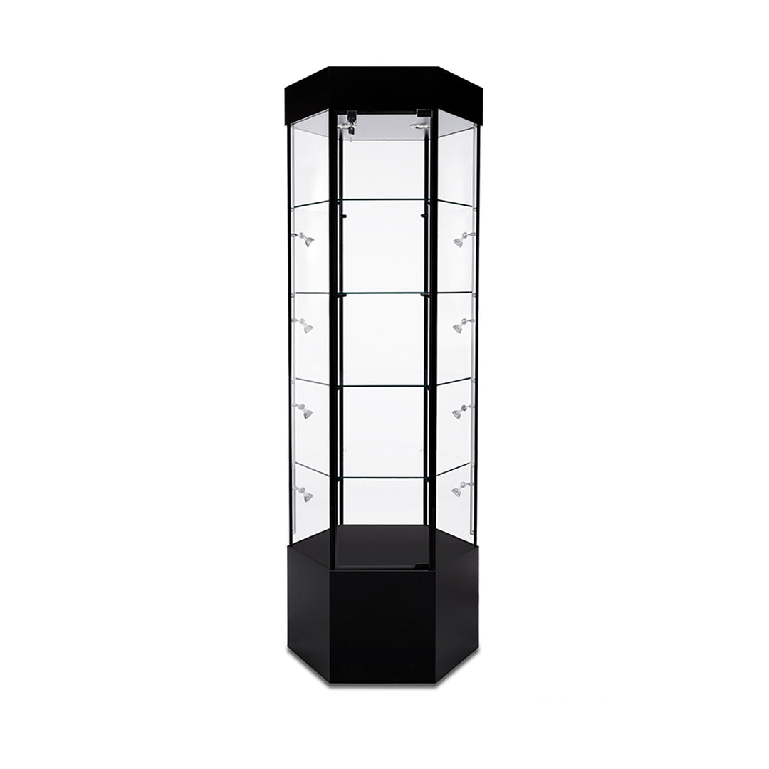 Tower Display Case TW340, 73"H, Wheels, LED Lights