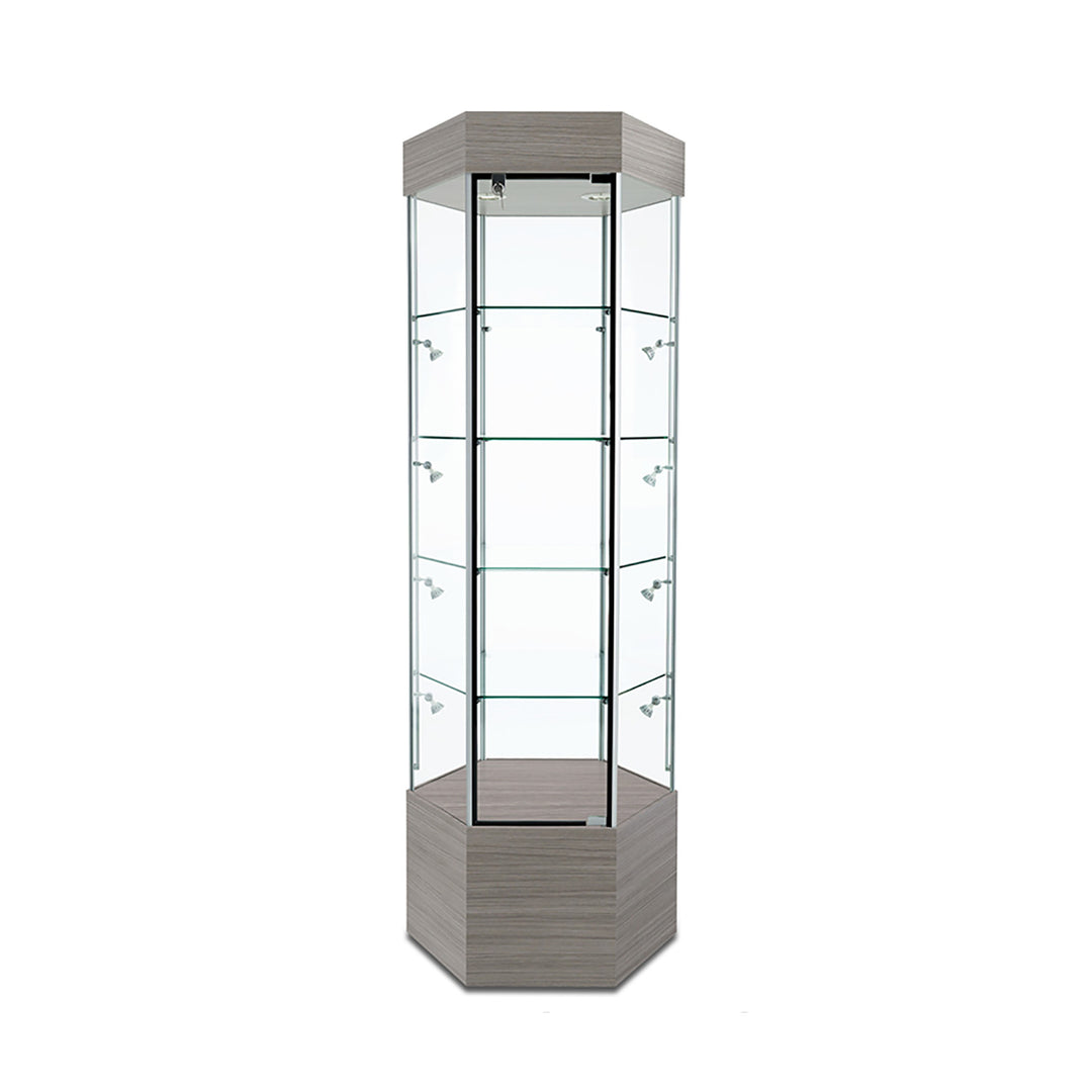 Tower Display Case TW340, 73"H, Wheels, LED Lights