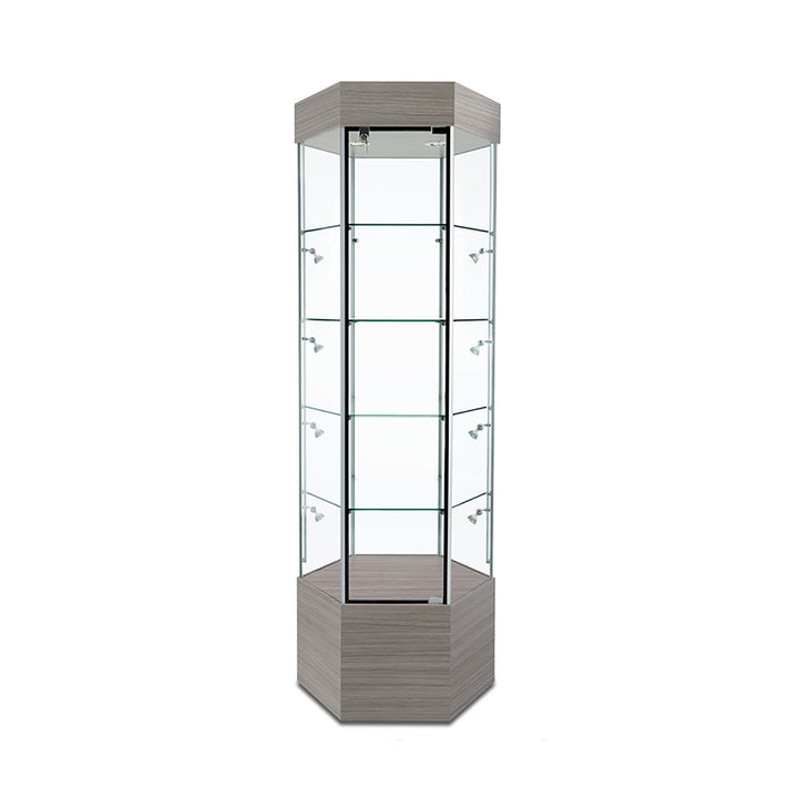Tower Display Case TW340, 73"H, Wheels, LED Lights