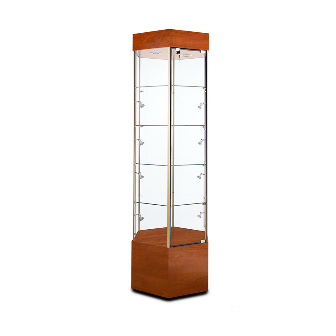 Tower Display Case TW340, 73"H, Wheels, LED Lights