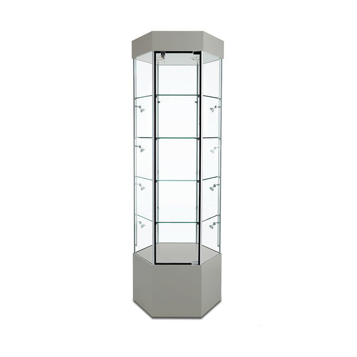 Tower Display Case TW340, 73"H, Wheels, LED Lights