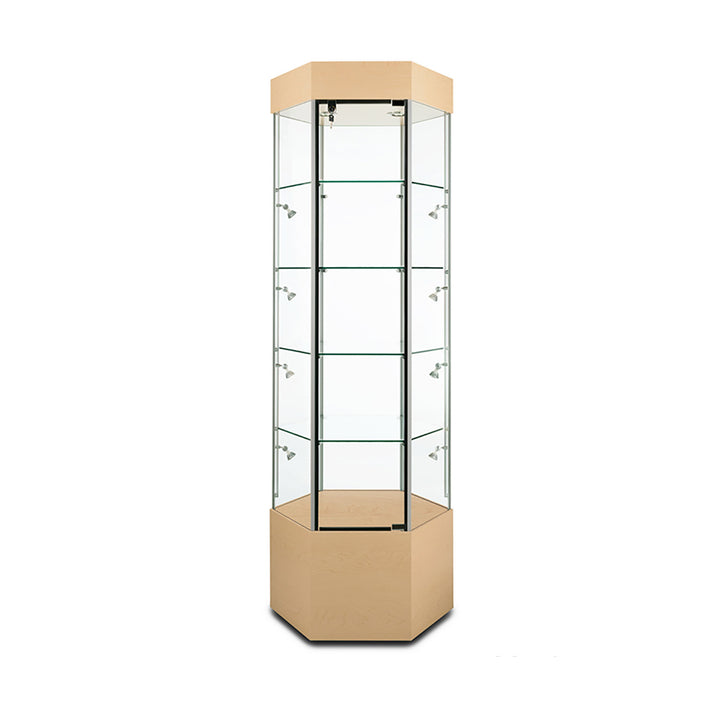 Tower Display Case TW340, 73"H, Wheels, LED Lights