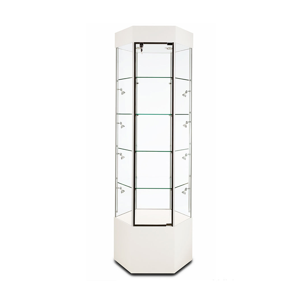 Tower Display Case TW340, 73"H, Wheels, LED Lights