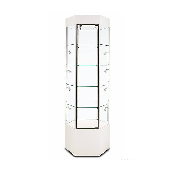 Tower Display Case TW340, 73"H, Wheels, LED Lights