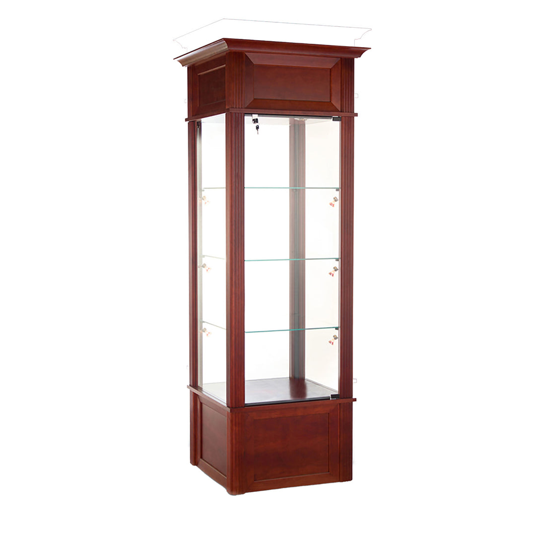 Wooden Tower Display Case TW390 82"H x 25.5"W, Wheels, LED Lights