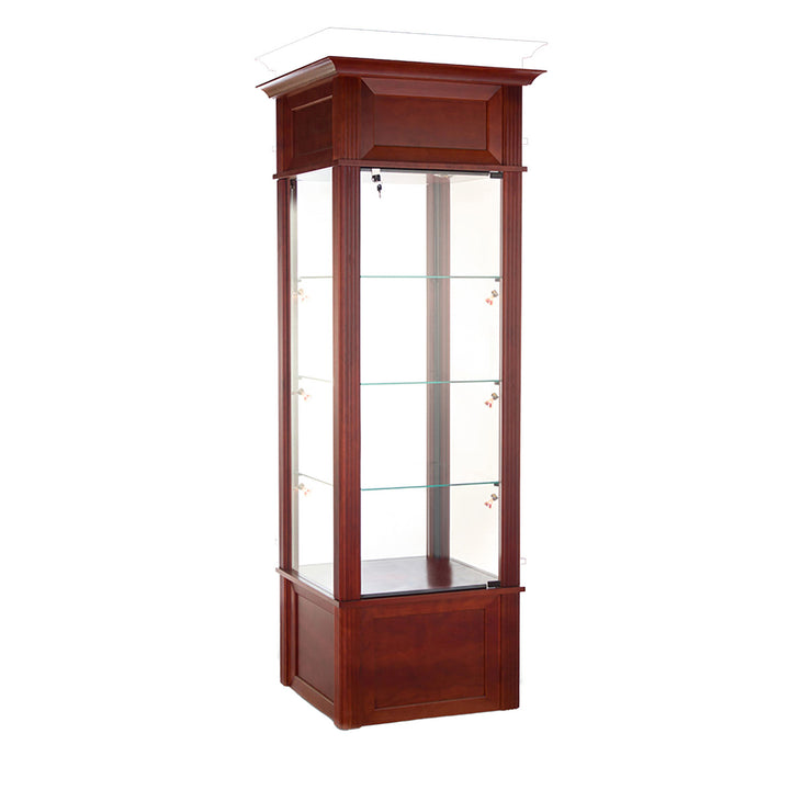 Wooden Tower Display Case TW390 82"H x 25.5"W, Wheels, LED Lights