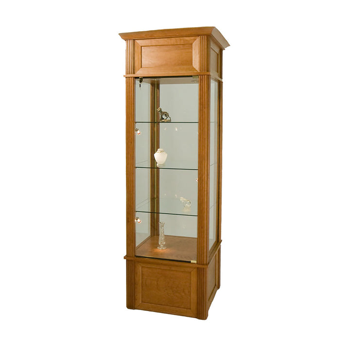 Wooden Tower Display Case TW390 82"H x 25.5"W, Wheels, LED Lights