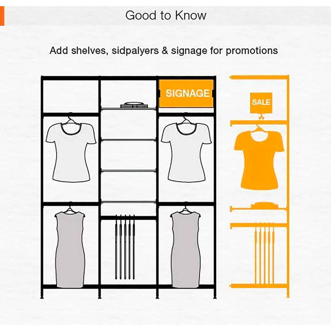 Vertik Wall Mounted Retail Clothing Display Unit with 2 Faceouts, Pure White, 1-Section