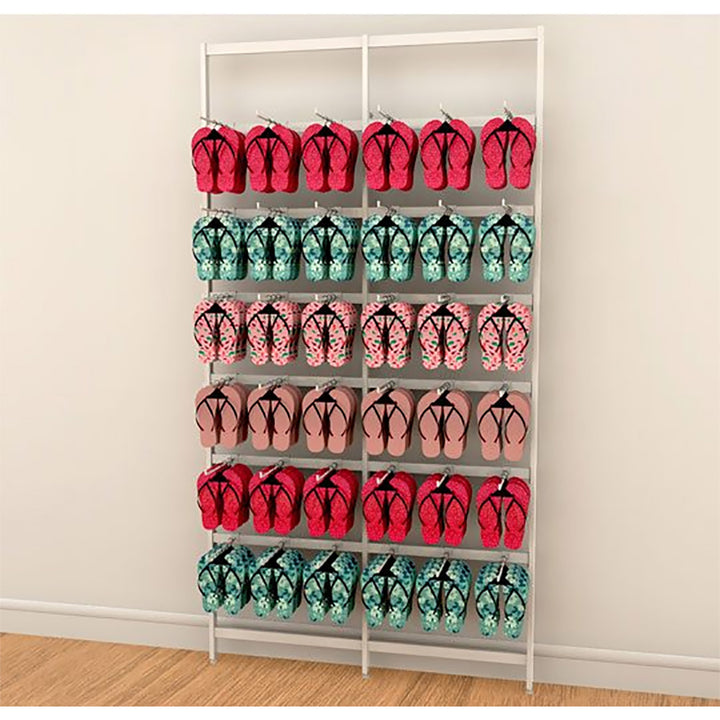 Vertik Wall Mounted Retail Display with 36 Hooks - 2-Sections, Pure White