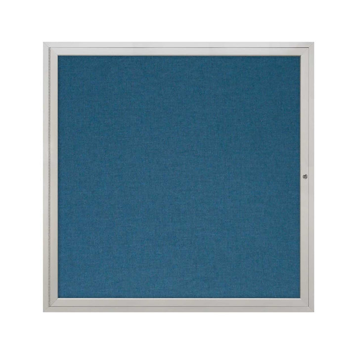 1 Door Enclosed Bulletin Board with Fabric Back - Aluminum Frame