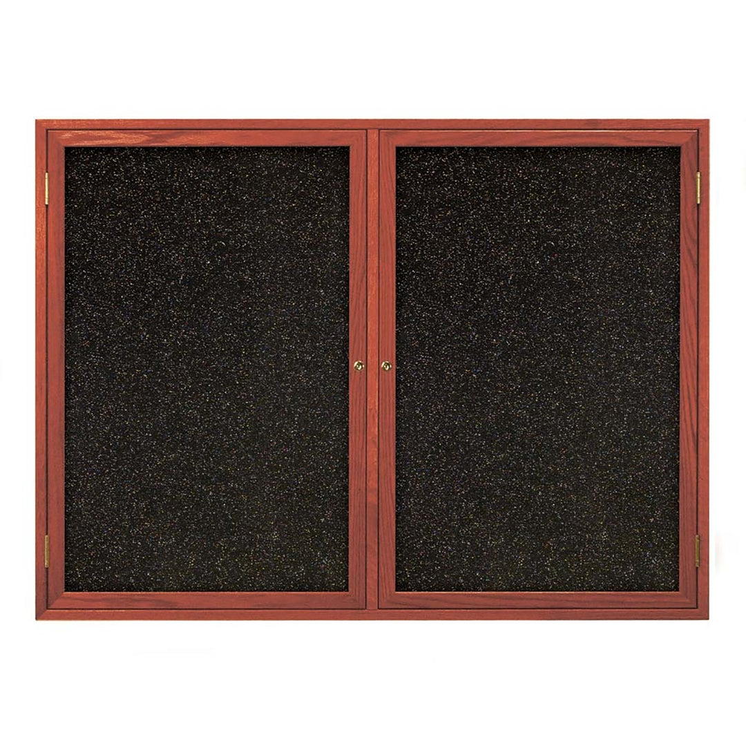 Double Door Traditional Wood Enclosed Black Recycled Rubber Bulletin Board