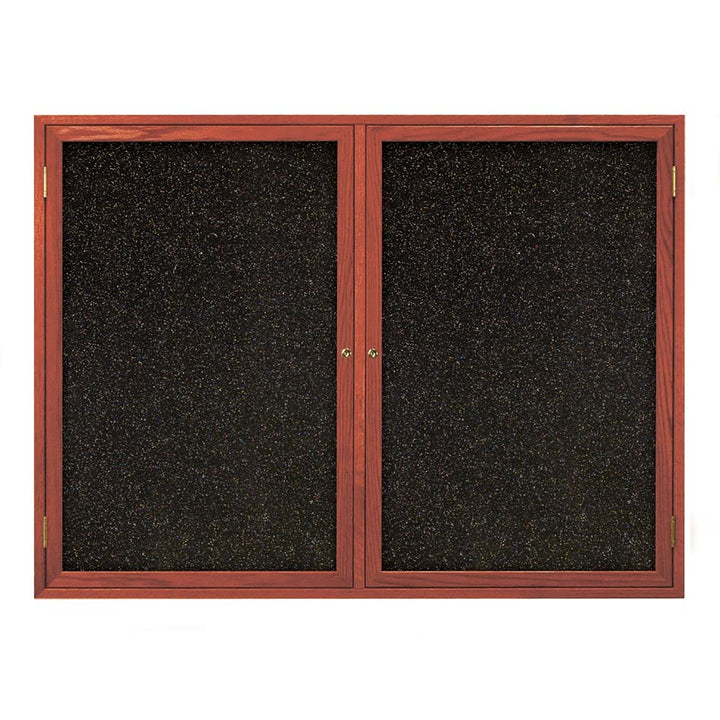 Double Door Traditional Wood Enclosed Black Recycled Rubber Bulletin Board