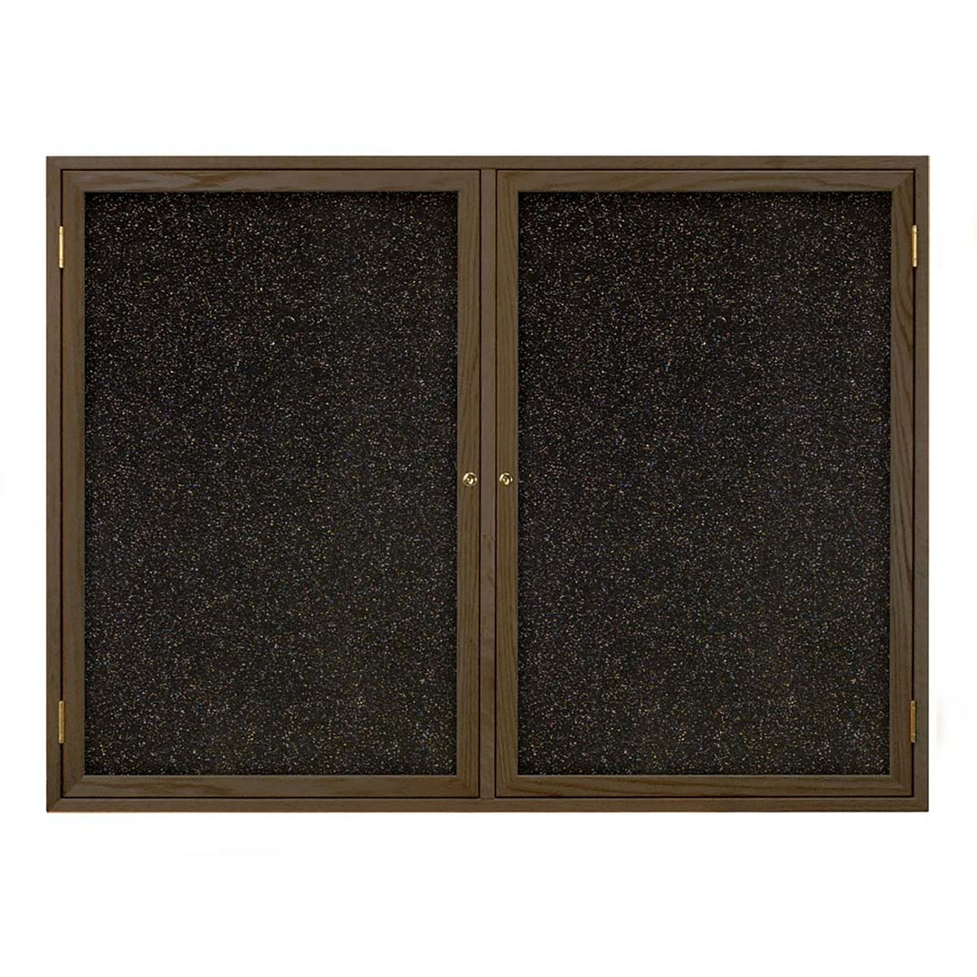 Double Door Traditional Wood Enclosed Black Recycled Rubber Bulletin Board