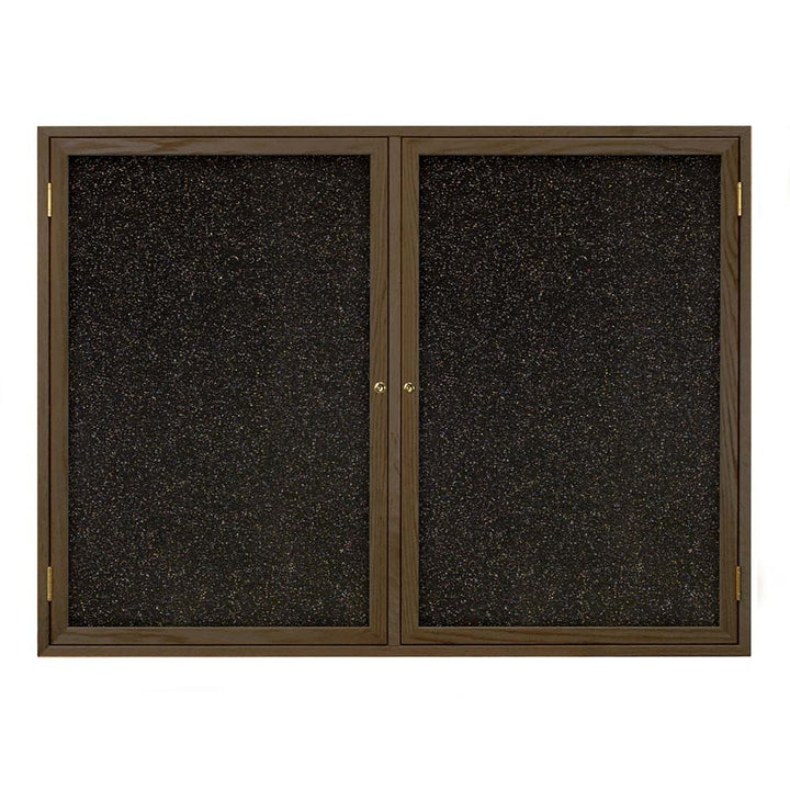 Double Door Traditional Wood Enclosed Black Recycled Rubber Bulletin Board