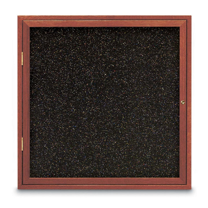 Single Door Traditional Wood Enclosed Black Recycled Rubber Bulletin Board 36" X 36"