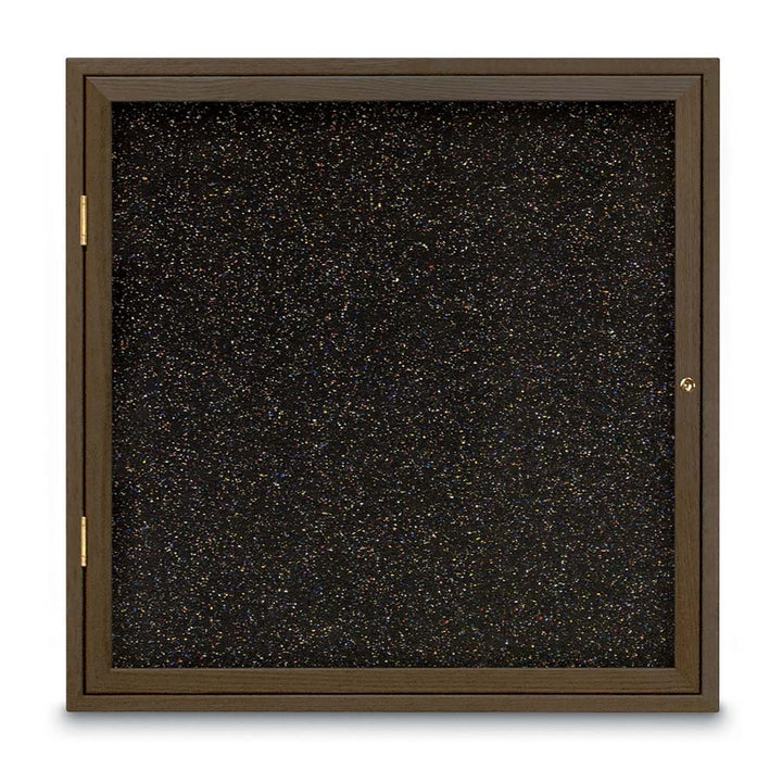 Single Door Traditional Wood Enclosed Black Recycled Rubber Bulletin Board 36" X 36"