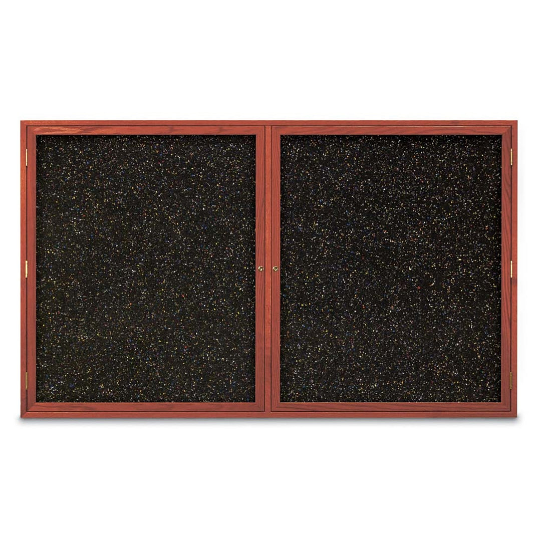 Double Door Traditional Wood Enclosed Black Recycled Rubber Bulletin Board