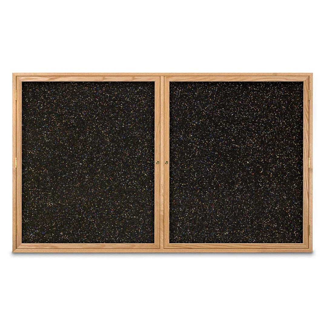 Double Door Traditional Wood Enclosed Black Recycled Rubber Bulletin Board