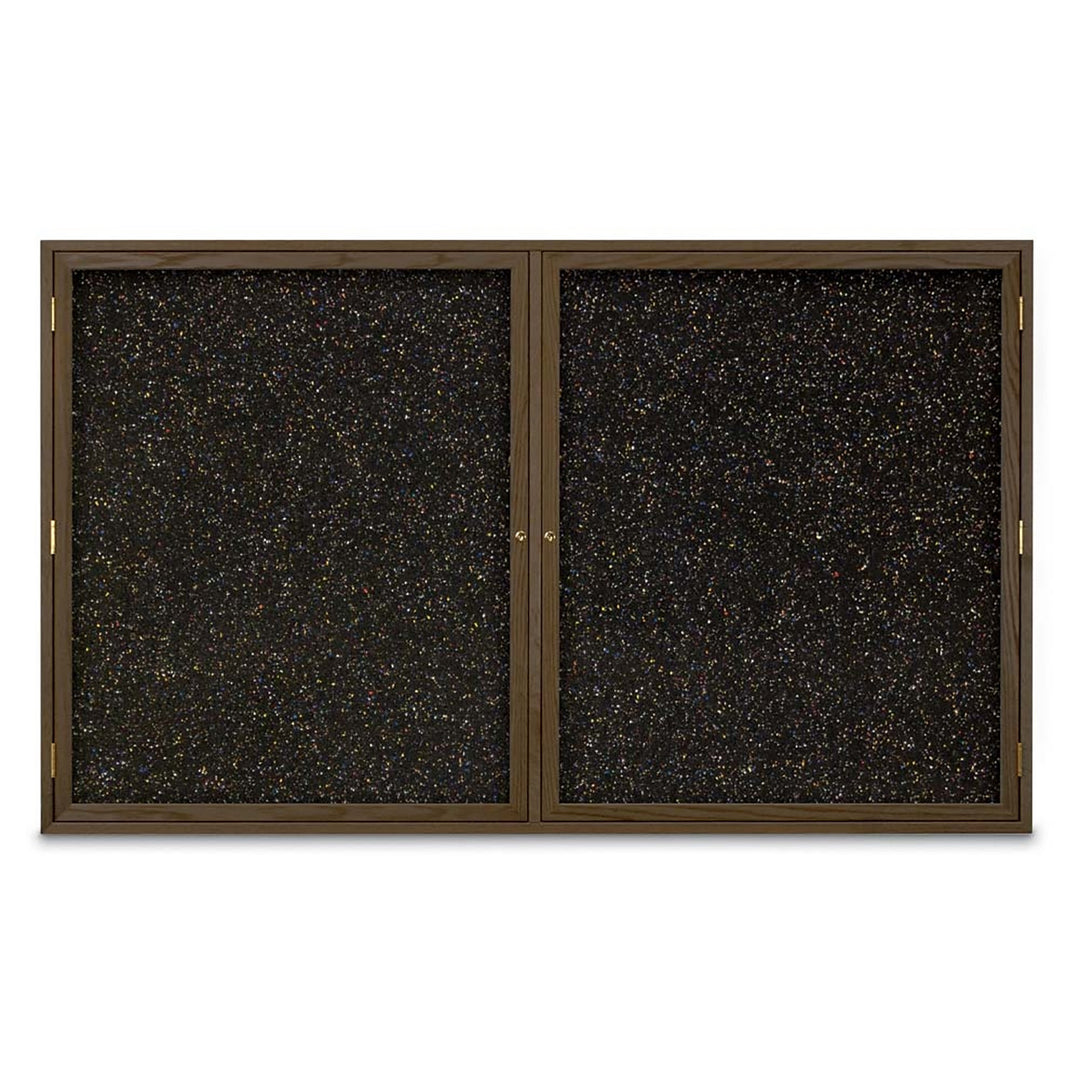 Double Door Traditional Wood Enclosed Black Recycled Rubber Bulletin Board