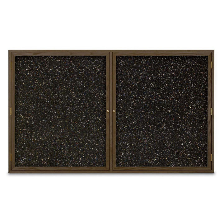 Double Door Traditional Wood Enclosed Black Recycled Rubber Bulletin Board