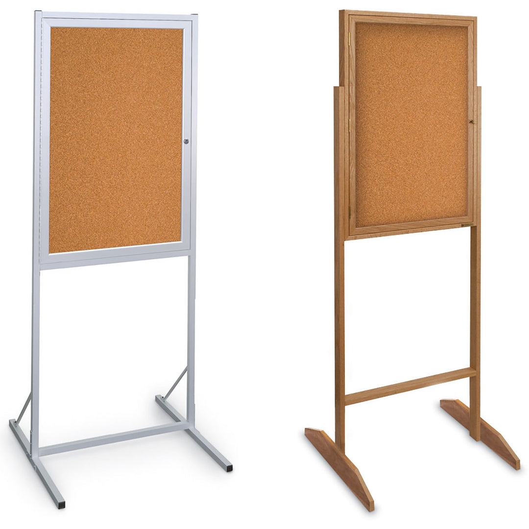 Double Pedestal Enclosed Corkboard