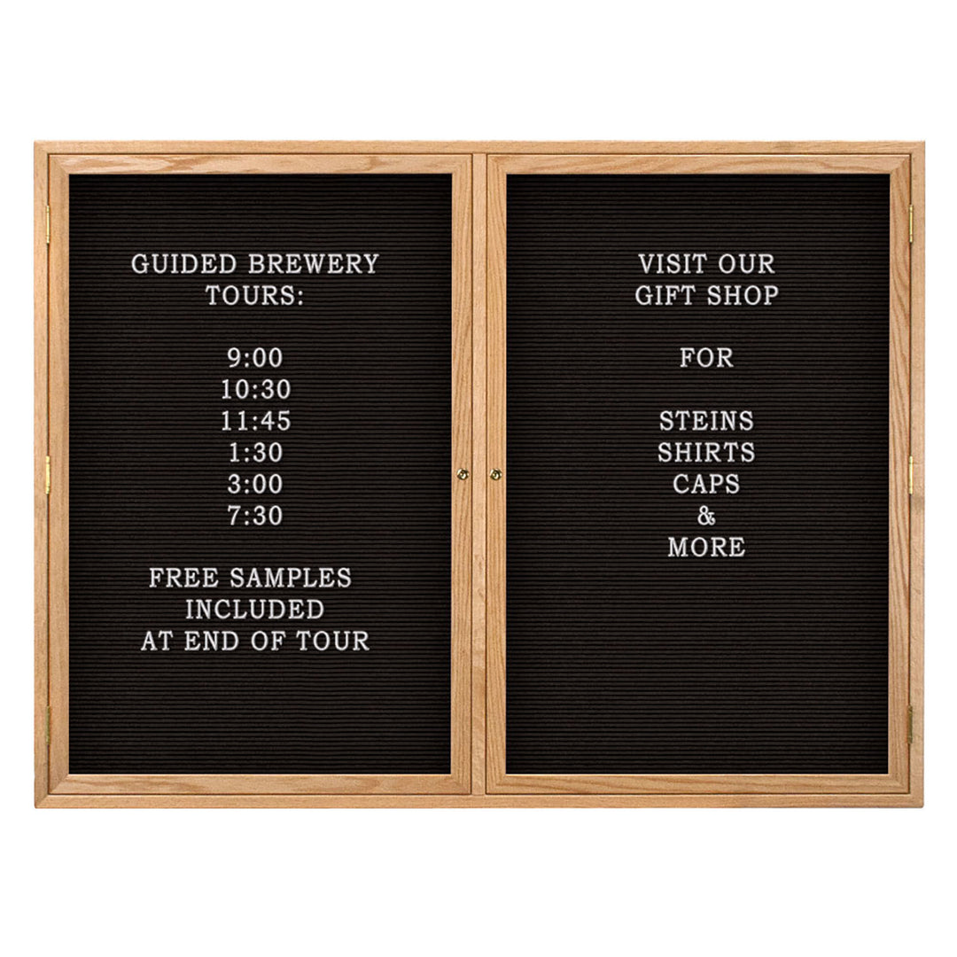 Double Door Wood Indoor Enclosed Letterboard