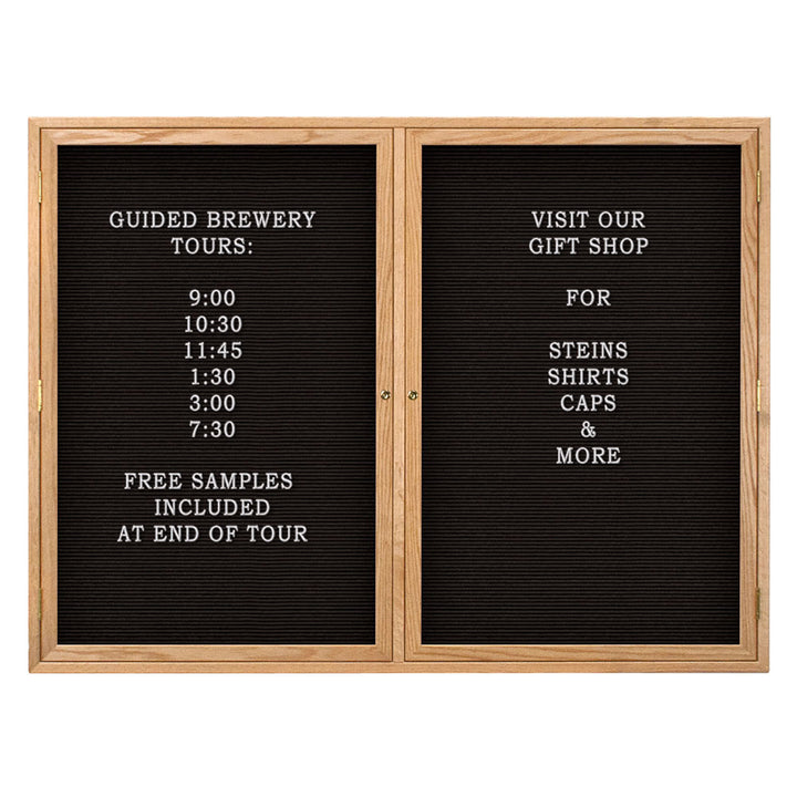 Double Door Wood Indoor Enclosed Letterboard