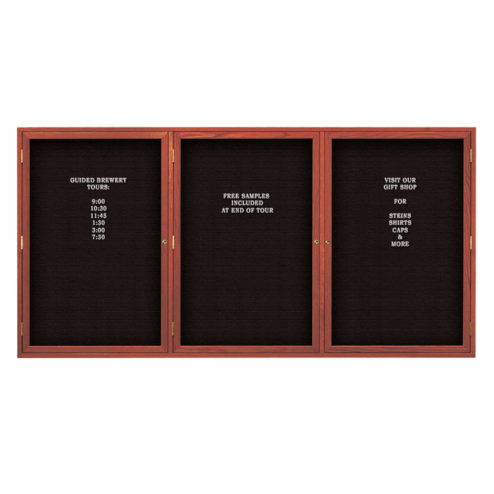Triple Door Wood Indoor Enclosed Letterboard