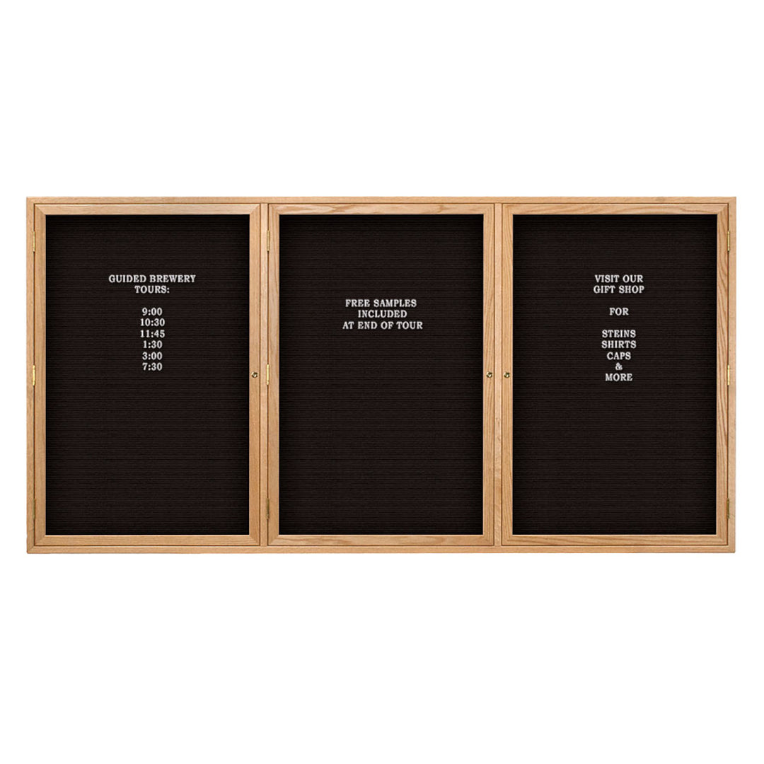 Triple Door Wood Indoor Enclosed Letterboard