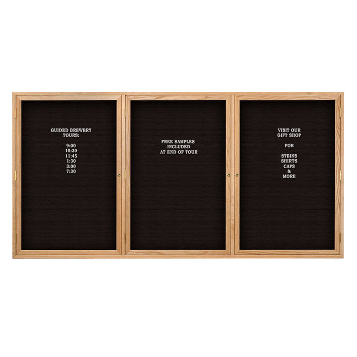 Triple Door Wood Indoor Enclosed Letterboard