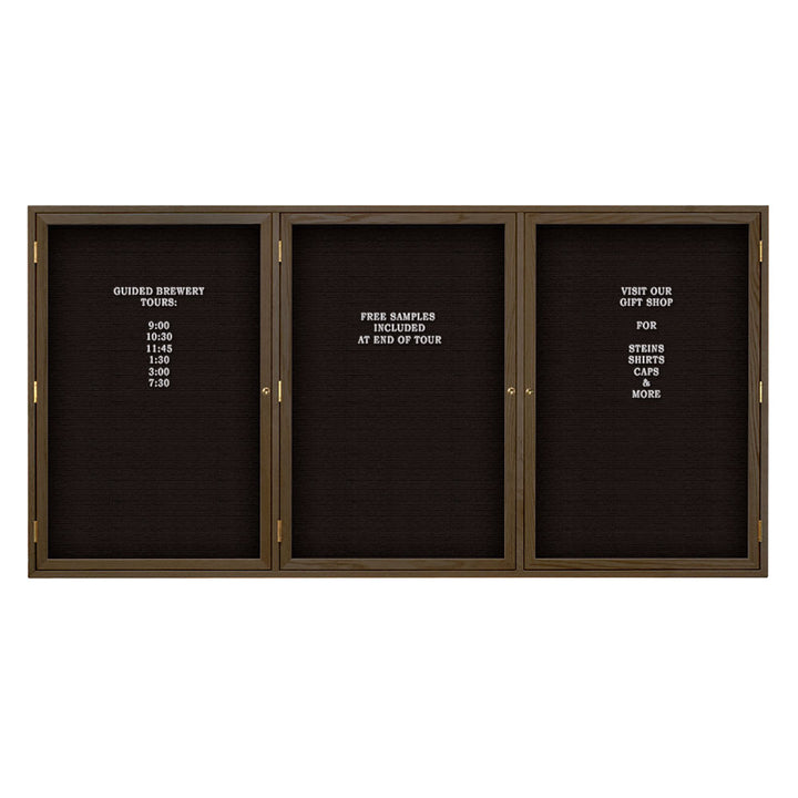 Triple Door Wood Indoor Enclosed Letterboard