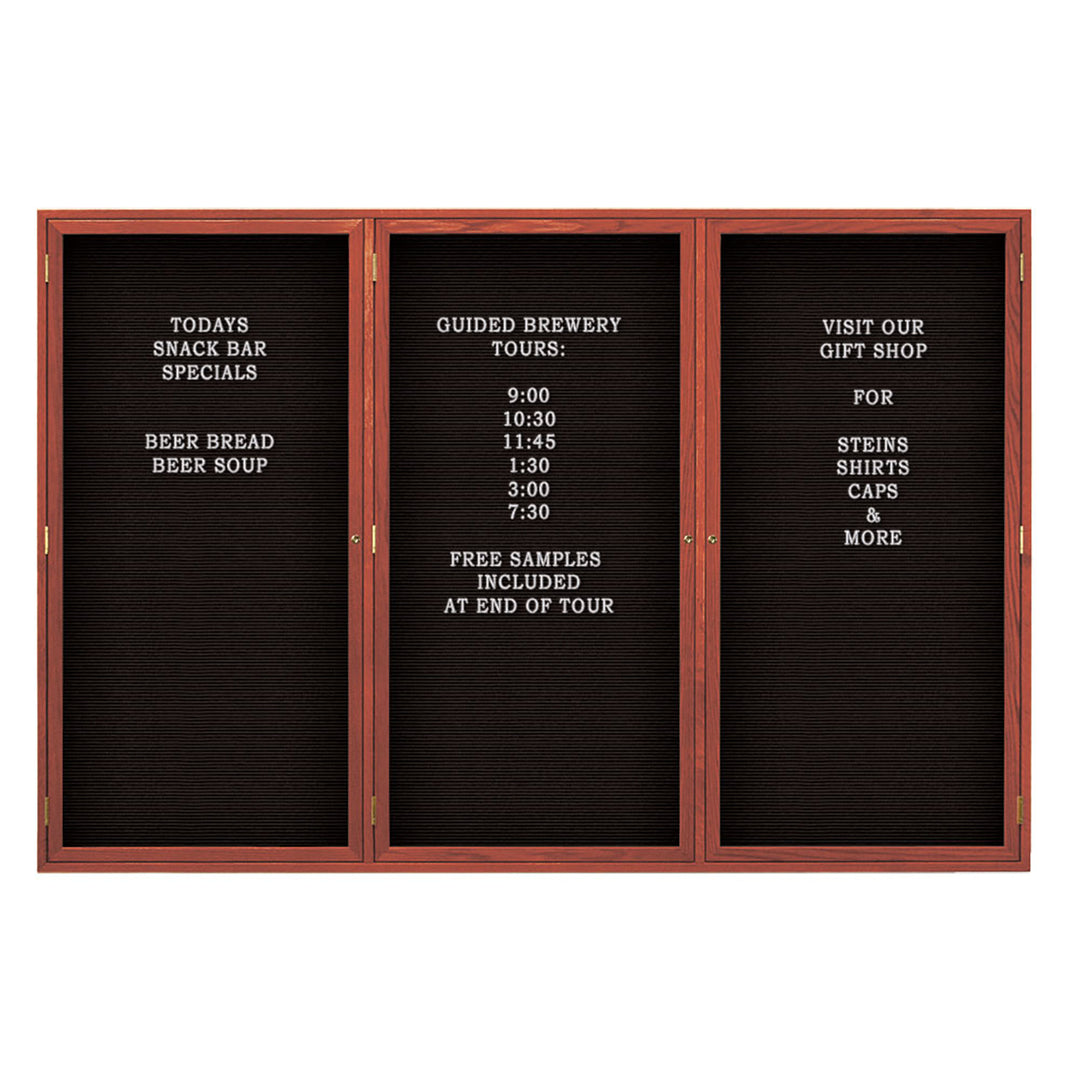 Triple Door Wood Indoor Enclosed Letterboard