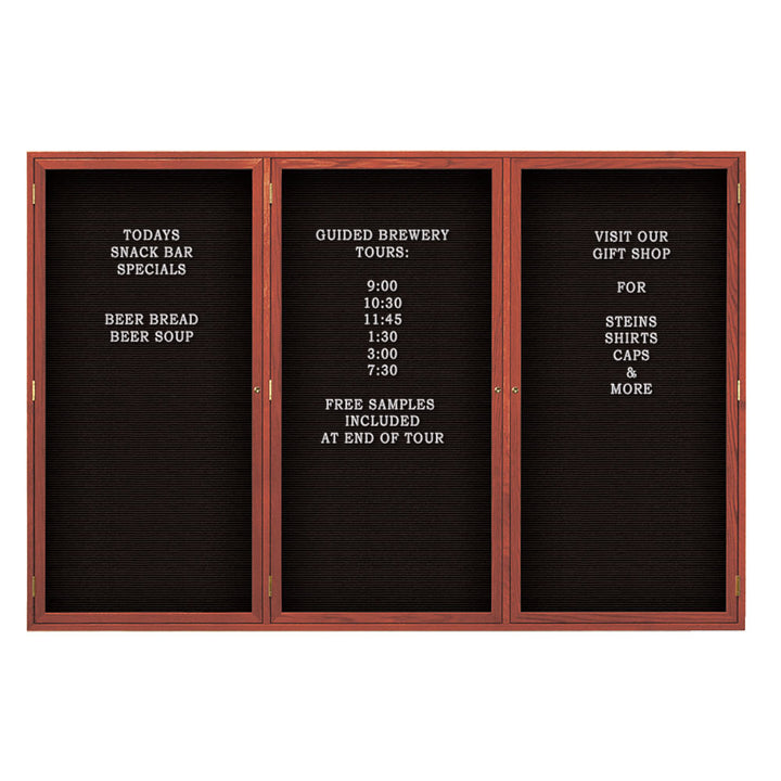 Triple Door Wood Indoor Enclosed Letterboard