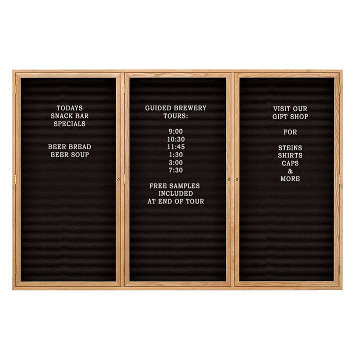 Triple Door Wood Indoor Enclosed Letterboard