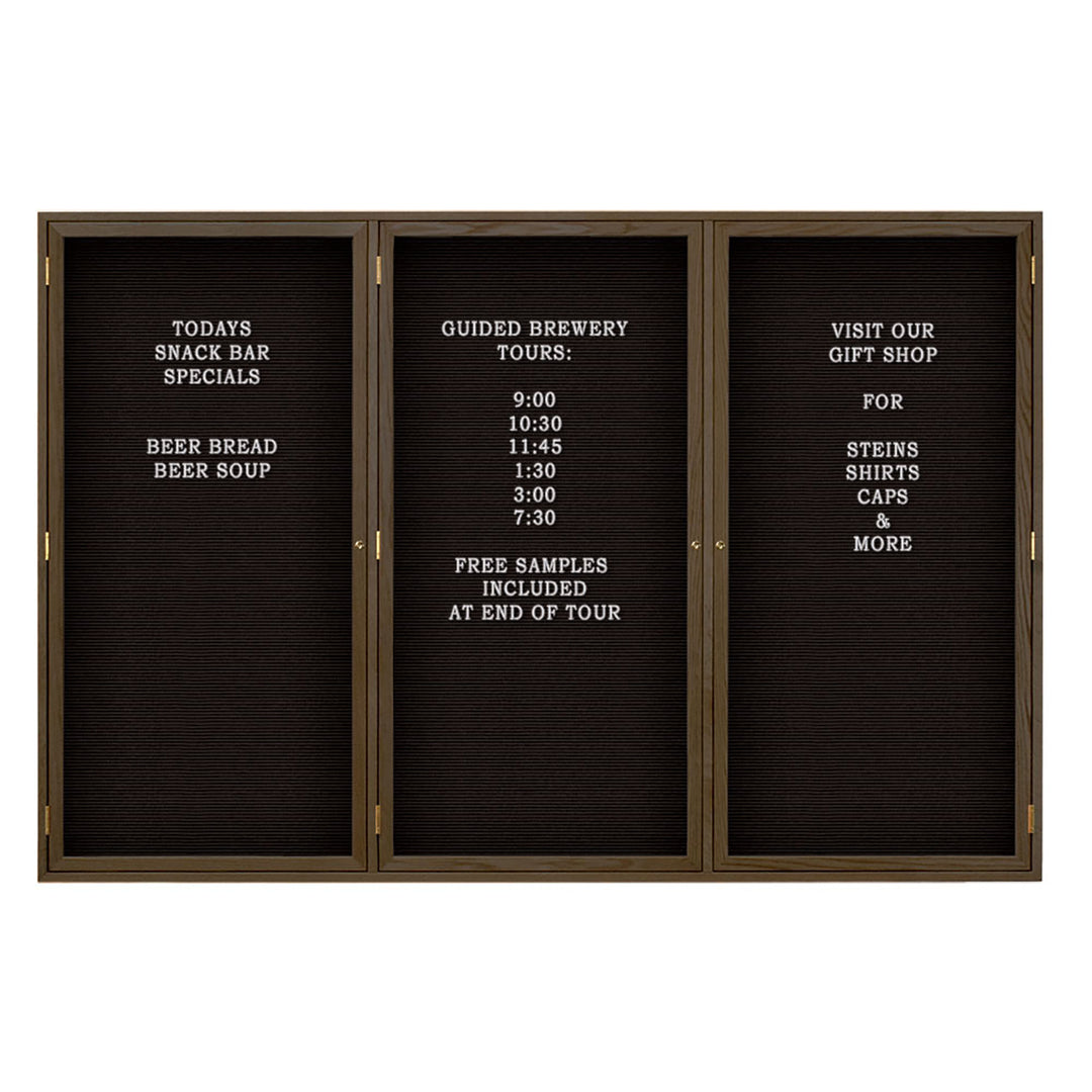 Triple Door Wood Indoor Enclosed Letterboard