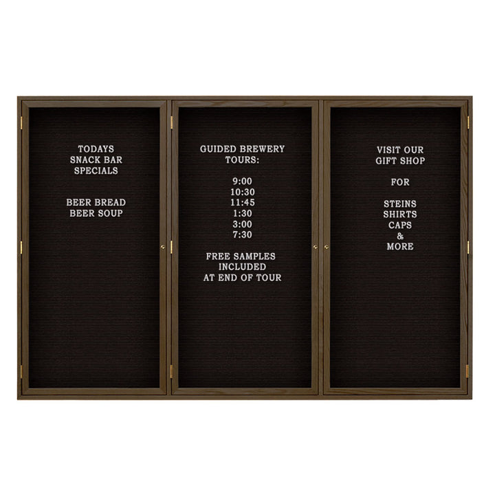 Triple Door Wood Indoor Enclosed Letterboard