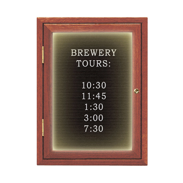 Illuminated Single Door Wood Indoor Enclosed Letterboard