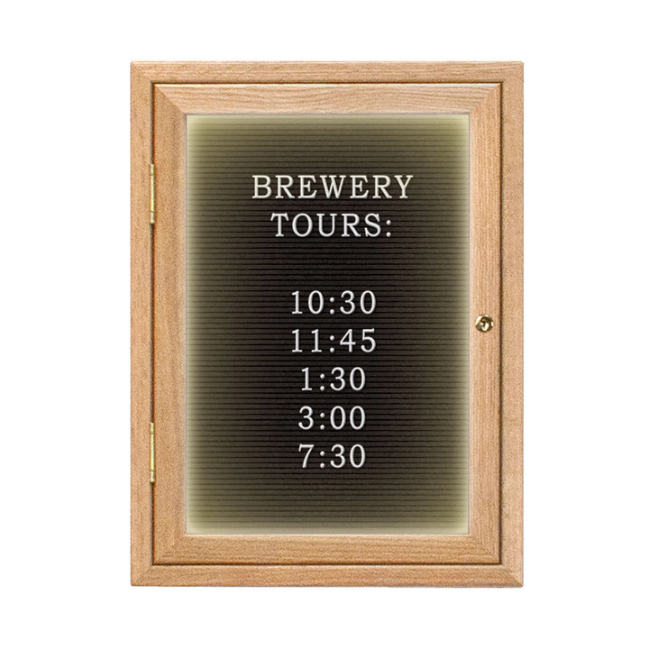 Illuminated Single Door Wood Indoor Enclosed Letterboard