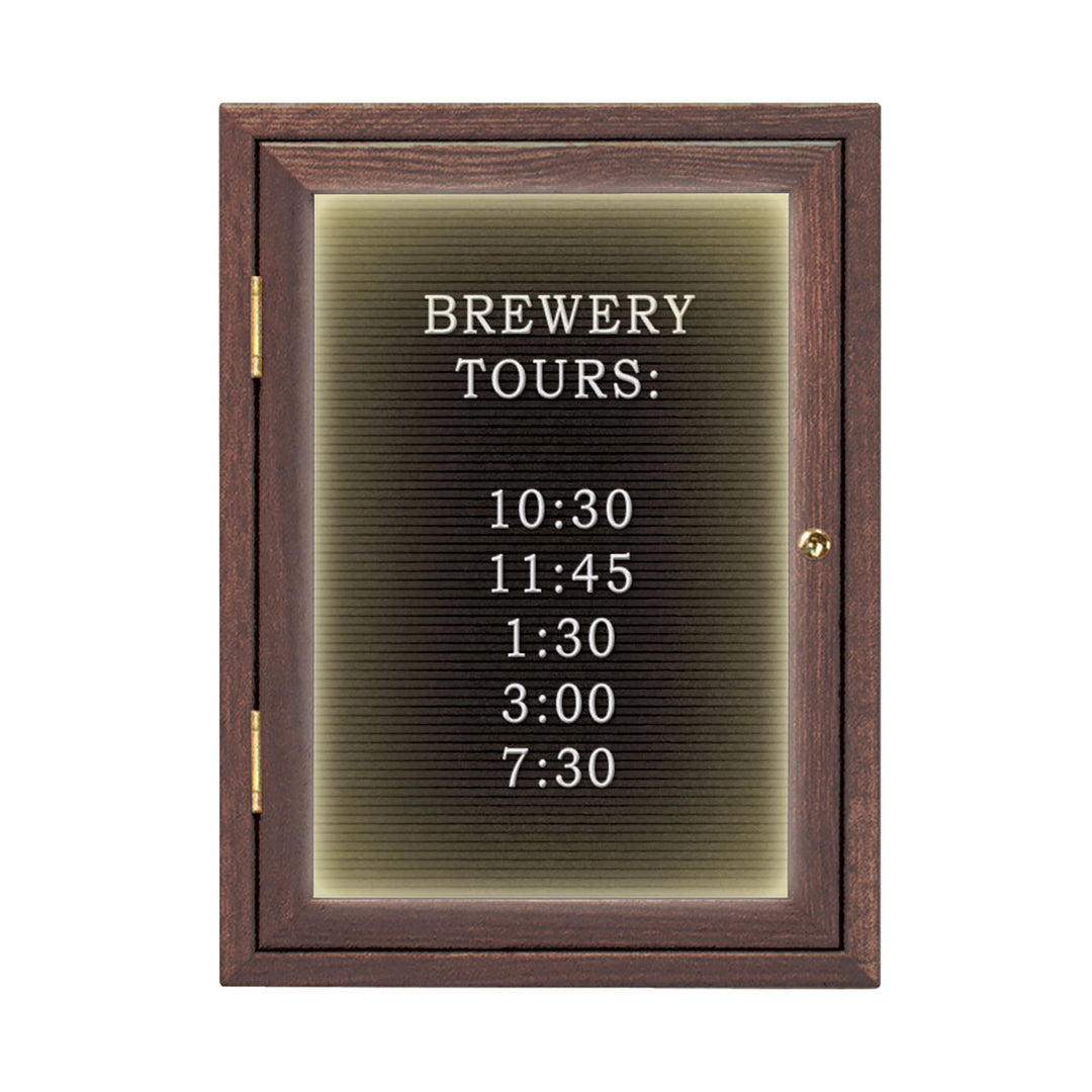 Illuminated Single Door Wood Indoor Enclosed Letterboard