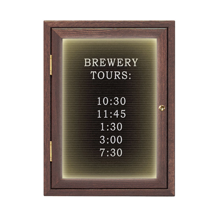 Illuminated Single Door Wood Indoor Enclosed Letterboard