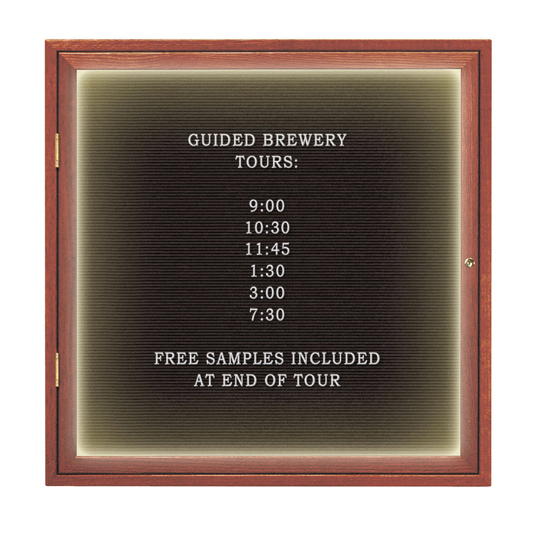 Illuminated Single Door Wood Indoor Enclosed Letterboard