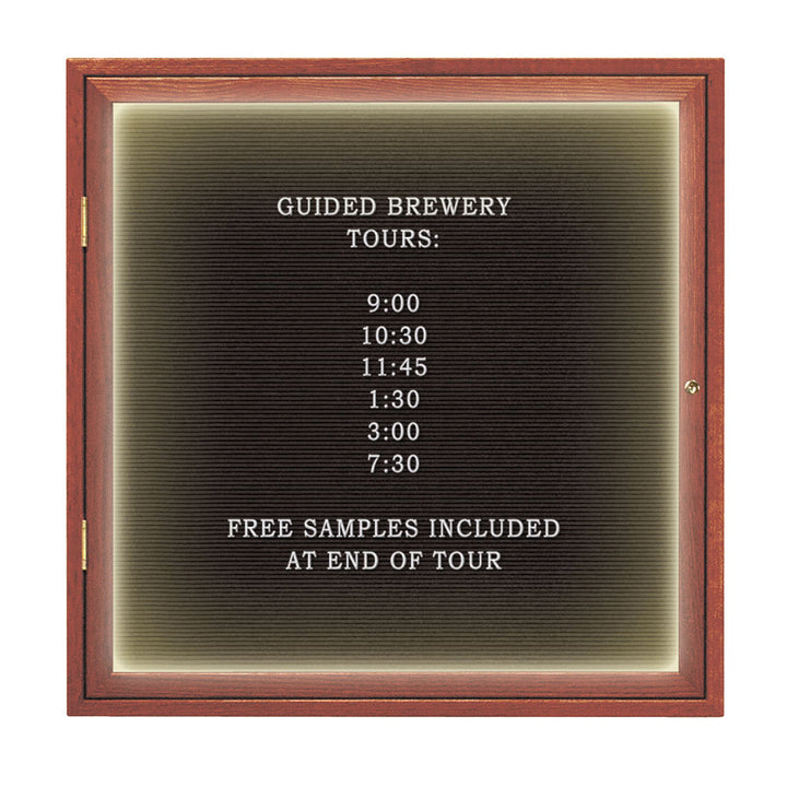Illuminated Single Door Wood Indoor Enclosed Letterboard