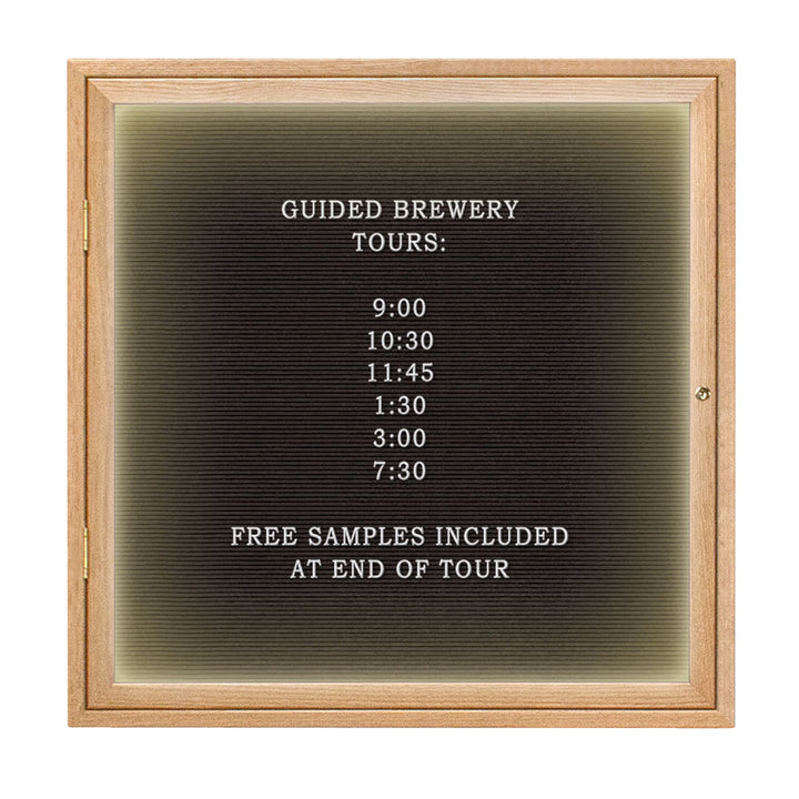 Illuminated Single Door Wood Indoor Enclosed Letterboard