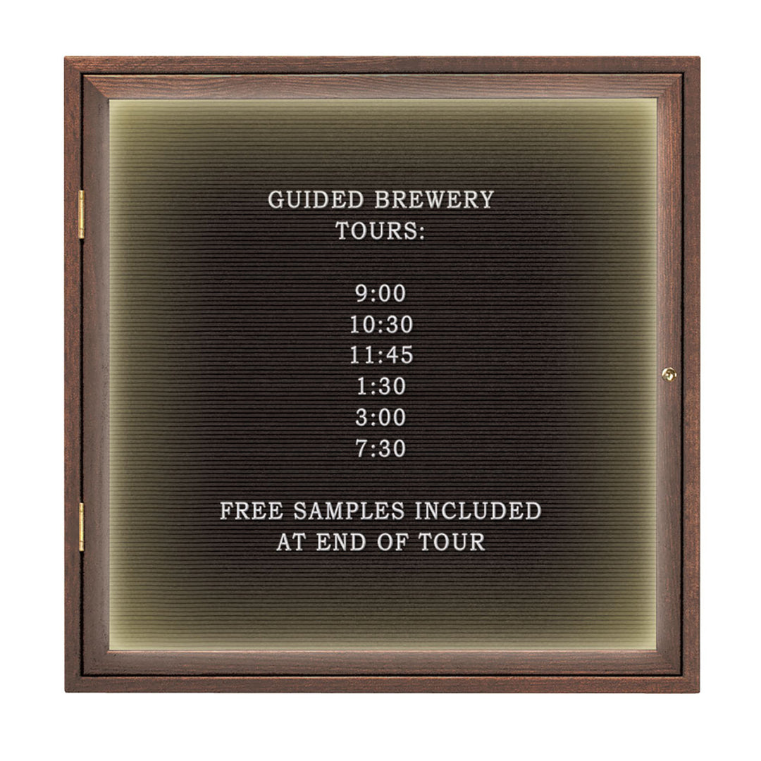 Illuminated Single Door Wood Indoor Enclosed Letterboard