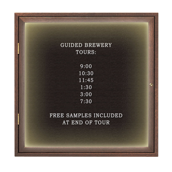 Illuminated Single Door Wood Indoor Enclosed Letterboard