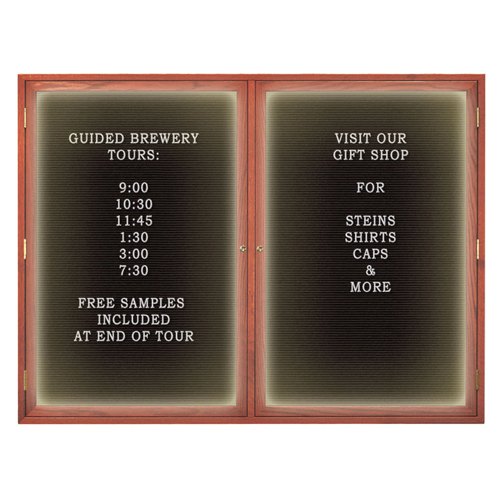 Illuminated Double Door Wood Indoor Enclosed Letterboard