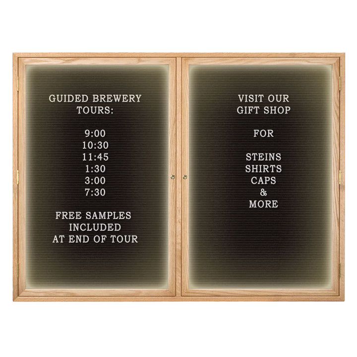 Illuminated Double Door Wood Indoor Enclosed Letterboard