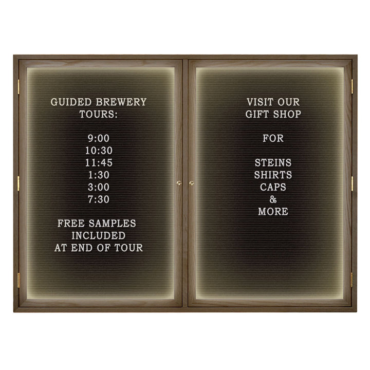 Illuminated Double Door Wood Indoor Enclosed Letterboard
