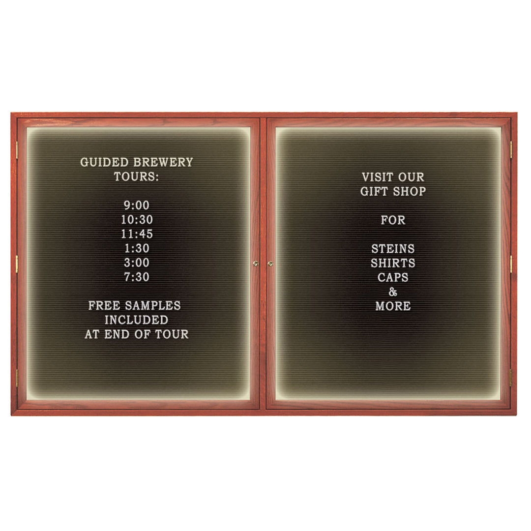 Illuminated Double Door Wood Indoor Enclosed Letterboard